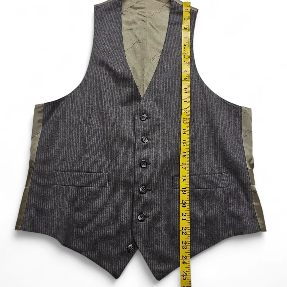 Oscar De La Renta Wool Pinstripe Dress Vest Classic Formal Waistcoat Size Med
